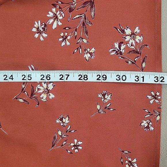 Wild Fable Burnt Orange V-Neck Bishop Sleeve Dress Size Medium NWT - Picture 9 of 9